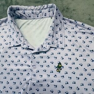 Antigua Golf Polo Shirt Golf Cart Print Duck & Run Logo Short‎ Sleeve XL